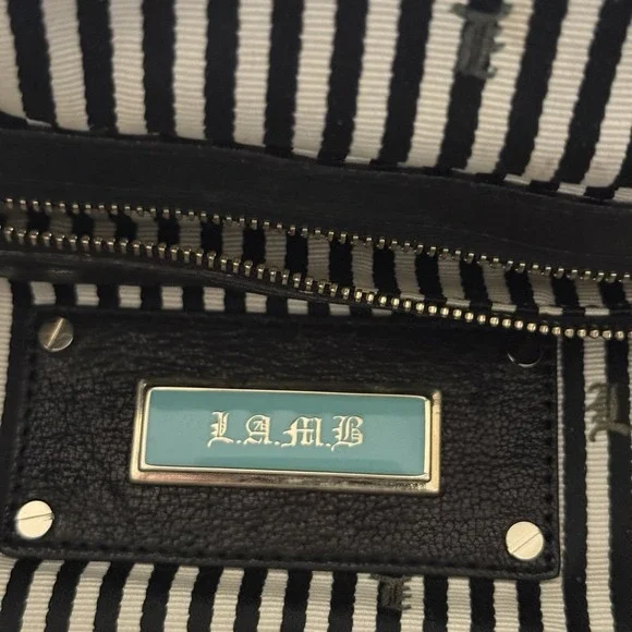 Vintage Y2K L.A.M.B Gwen Stefani Black Leather Purse Shoulder Handbag Lock Charm - Picture 4 of 16